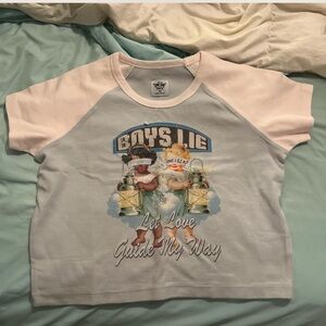 Boys Lie Graphic T-Shirt - Blue and White
